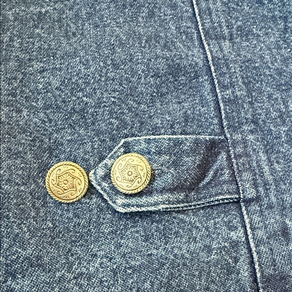 VINTAGE Texas RHYTHM BLUE WOMEN'S BLUE DENIM VEST XL - Picture 10 of 13